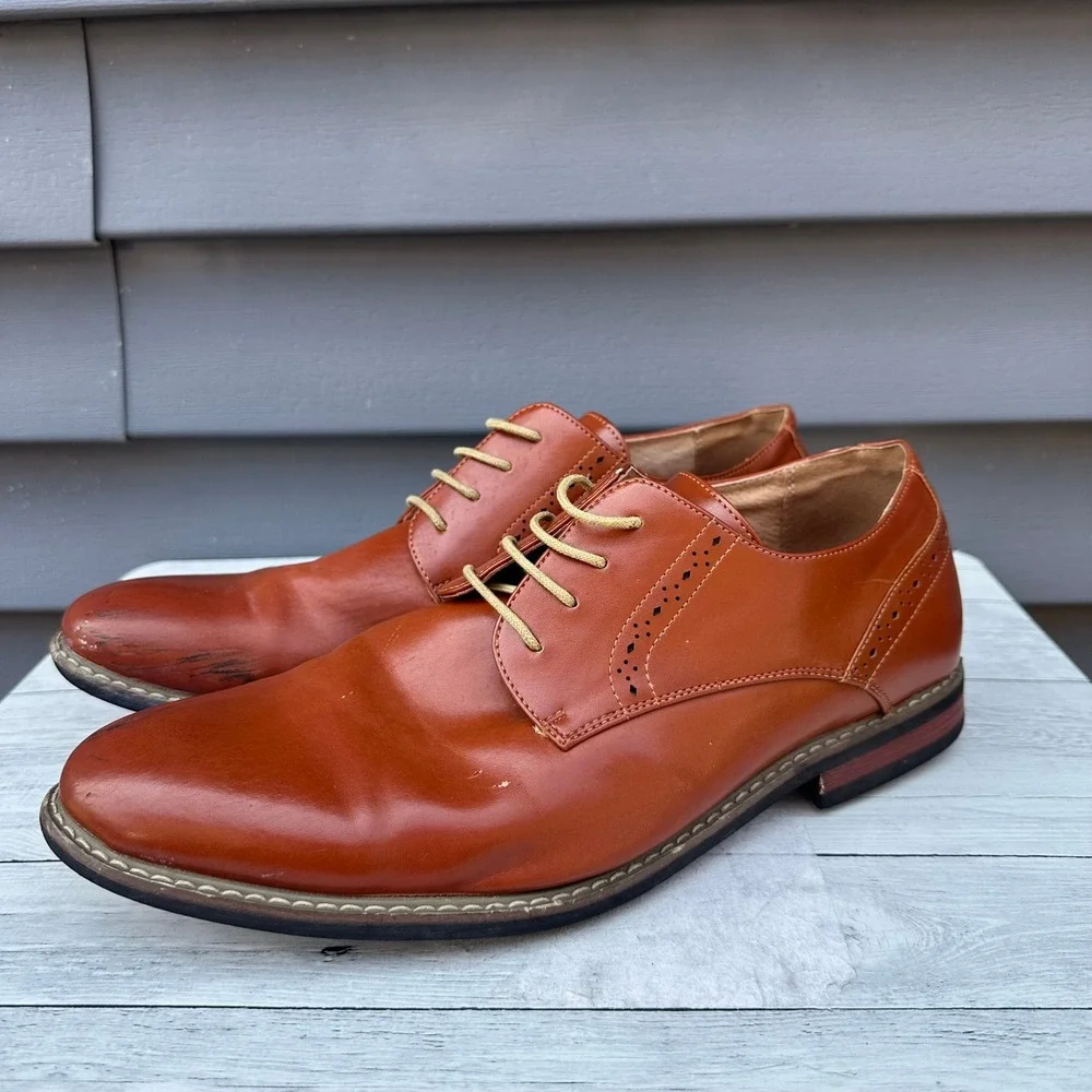 Bruno Marc Prince-16 Men's Brown Cognac Derby Dress Shoes Size 11 Oxford Lace Up